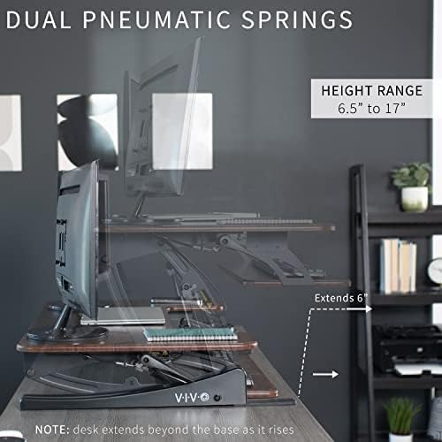 VIVO Dark Walnut 36 inch Standing Desk Converter, DESK-V000VD - Image 5