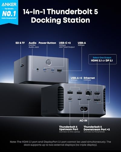 Anker Prime TB5 Docking Station, 14-in-1 Thunderbolt 5 Dock for Laptops - Image 2