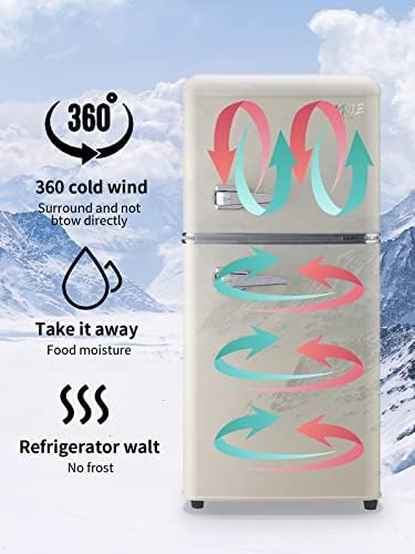 KRIB BLING 3.5 Cu.Ft Compact Refrigerator Mini Fridge with Freezer 7 Level Adjustable Thermostat Removable Shelves Small Refrigerator for Office Dorm Apartment Cream - Image 2