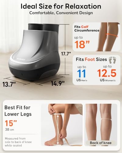 2 in 1 Shiatsu Foot and Calf Massager Machine with Adjustable Heat - Image 3