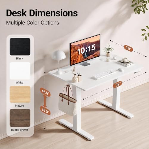 Claiks 32 x 19 Inch White Electric Standing Desk - Image 3