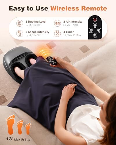 KNQZE Shiatsu Foot Massager with Heat, Compression, Deep Kneading Foot Massage for Plantar Fasciitis Relief, Remote Control, Multi Massage Modes, Auto Shut-Off Timer, FSA Eligible, Fathers Day Gift - Image 2