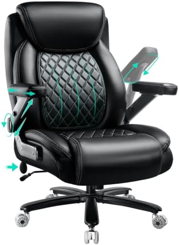 Indulgear Large Heavy Duty Office Chair with 5D Flip Arms,Comfy Big and Tall Executive Office Desk Chair with Pocket Spring Cushion,High Back Computer Chair with Lumbar Support,Dual Rubber Wheel by Indulgear