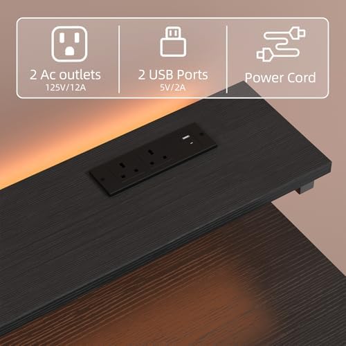 MUTUN Small Desk with Drawers, 31 Inch Computer Desk with Power Outlet & LED Light, Gaming Desk with Adjustable Monitor Stand & Pegboard, Modern PC Study Writing Table for Bedroom, Black - Image 7