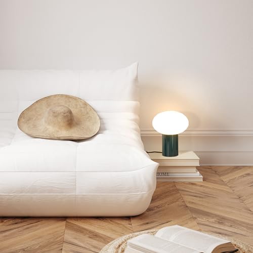 Brightech Ivy LED Table Lamp - Small 9” Bedside Reading Lamp, Modern USB Desk and Nightstand Light with Ambient Lighting for Bedroom, Living Room, Office - Frosted Glass Globe Lamp Shade, Teal - Image 4