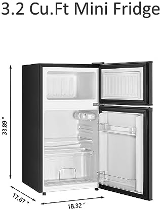 Saeoola Mini Fridge with Freezer, 3.2 Cu.Ft, 2 Doors Compact Mini Refrigerator with Separate Freezer for Dorm, Bedroom, Office, Apartment with 7-Level Temperature Control, Removable Shelves (Sliver) - Image 4