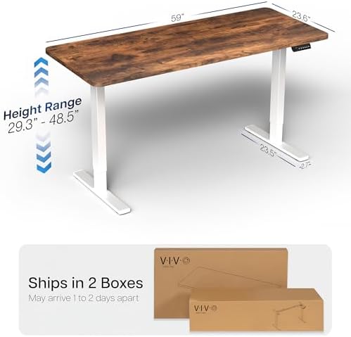 VIVO Rustic Vintage Brown 60 x 24 in Standing Desk, DESK-KIT-1W6N - Image 3