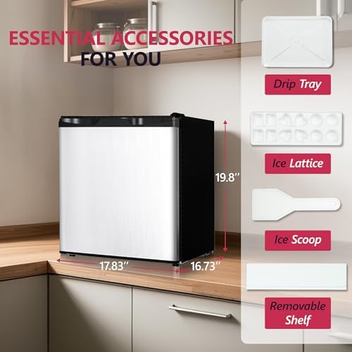 Icyglee 1.7 Cu.Ft Mini Fridge with Freezer, Compact Refrigerator, Silver - Image 5