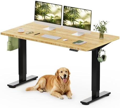 FLEXISPOT 55" x 28" Solid Bamboo Standing Desk, Black Frame by Unknown