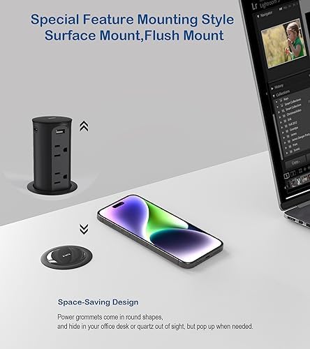 Jgstkcity Pop Up Outlet for Countertop,2.5in Hole,ETL Listed,Black - Image 2