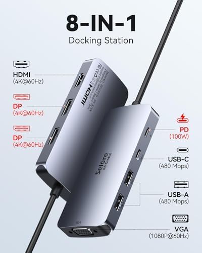 USB C Docking Station Dual DisplayPort Monitor USB C Hub DisplayPort - Image 2