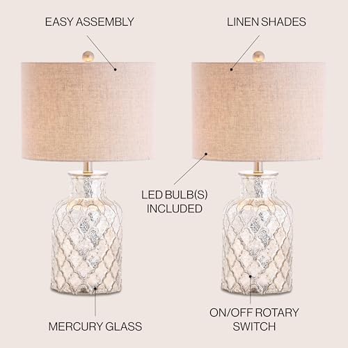 JONATHAN Y Alvord 24.5" Glass Table Lamp, Mercury Silver, Set of 2 - Image 3