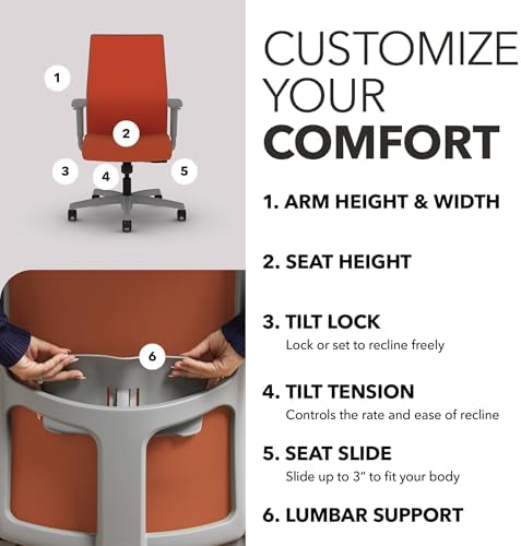 HON Ignition 2.0 Ergonomic Office Chair, Lumbar Support, Salamander - Image 3