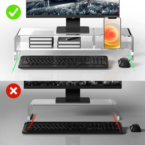 BEYGORM Acrylic Monitor Stand for Full Keyboard, 20" Wide 2-Tier - Image 3