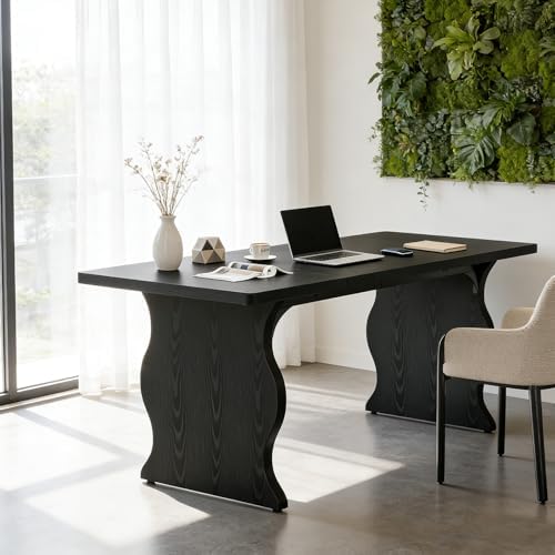 Tribesigns 63" Large Desk for Home Office, Spacious Executive Computer Desk with Ample Leg Room, Double PC Gaming Writing Table Study Desk with Sturdy Legs, Black - Image 5