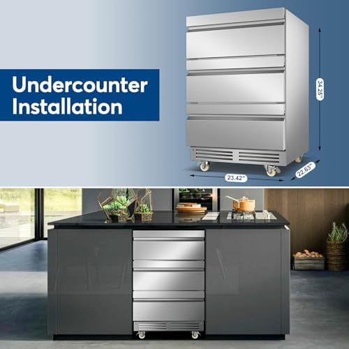 24" Stainless Steel Undercounter Beverage Fridge, 3-Drawer with Wheels - Image 5