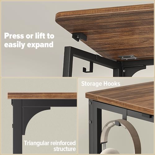 WOHOMO Folding Desk, 39.4" Foldable Computer Table for Small Spaces, Walnut - Image 6