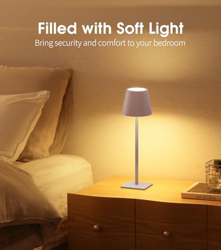 UME 3 Pack Cordless Table Lamp, Battery Operated Lamp - Portable Waterproof Rechargeable Table Lamp w/ 3 Color Temps & Stepless Dimming for Dinner, Desk, Cafe, Outdoor (Pink) - Image 3