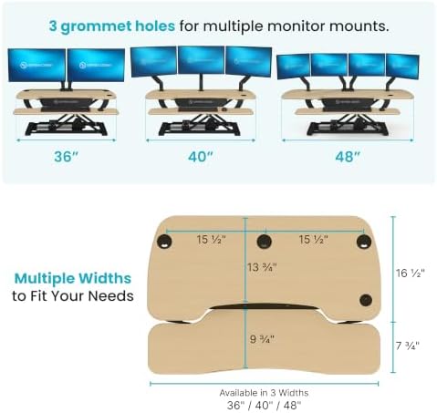 VERSADESK PowerPro 40 Inch Electric Standing Desk Converter – Push-Button Height Adjustable Sit to Stand Desk Riser for Triple Monitors & Laptop – Motorized Desktop Workstation with Wide Keyboard Tray - Image 2