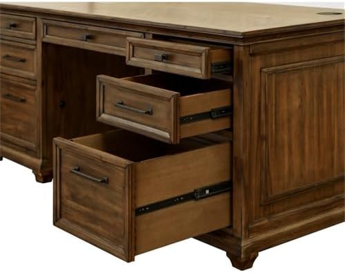 Martin Furniture 68.5" W Wood Office Desk Executive Desk in Brown - Image 6