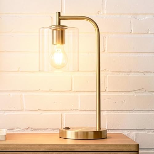 Brightech Elizabeth Table Lamp with Wireless Charging Pad and USB-C Port, Bedside Reading Lamp, Vintage Brass Gold Desk Lamp, Nightstand Lamp with LED Bulb for Bedroom, Living Room, Office by Brightech