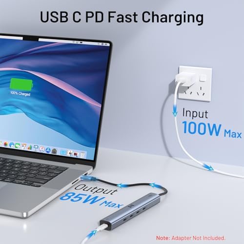 10Gbps USB C Hub with 4K@60Hz Video Display, Selore 5 Ports USB-C Splitter, C Port Data Transfer, 100W PD-in Charging, Dongle Multiport Adapter for MacBook Pro, iPad, Dell, HP, and More - Image 5