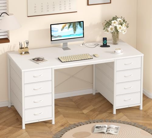 50 Inch Computer Desk with 8 Drawers for Home Office, Bedroom, Living Room by YomiluveDesign