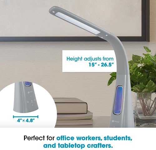 OttLite Cool Breeze LED Desk Lamp with Bladeless Fan, Gray - Image 6