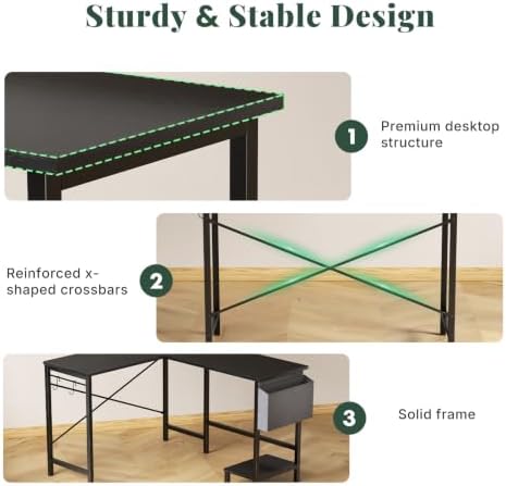 L Shaped Computer Gaming Desk with PC Stand for Home Office - Image 6