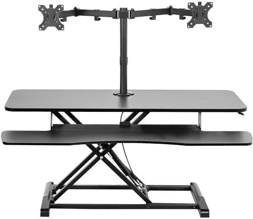 VIVO Black 42 in Standing Desk Converter with Monitor Stand, DESK-V042KB-M2 by VIVO
