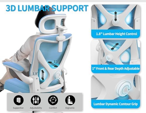 Ergonomic Office Chair: Mesh Desk Chair Comfy with Headrest& Lumbar Support - Image 6