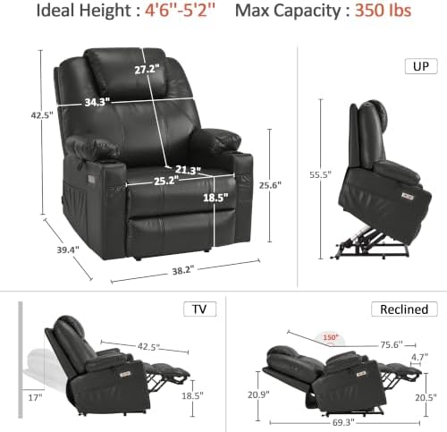 MCombo Power Lift Recliner Chair for Elderly, Heat and Massage R7042 - Image 3