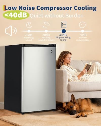 Garvee 4.5 Cu.Ft Mini Fridge with Freezer, Quiet Compact Refrigerator with Adjustable Thermostat, Energy Efficient Small Refrigerator for Bedroom, Office, Dorm - Image 2