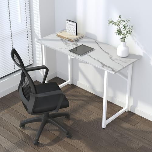 Lutown-Teen 47 inch Folding Desk No Assembly Required, White Marble - Image 2
