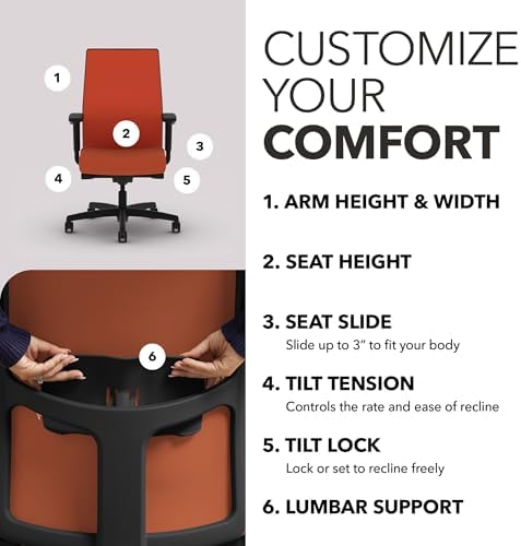HON Ignition 2.0 Ergonomic Office Chair, Lumbar Support, Salamander - Image 3
