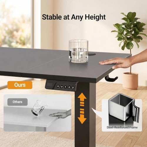 Claiks Electric Standing Desk 48x24 Inch Adjustable Desk, Black - Image 5