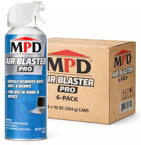 MPD Air Blaster Pro Compressed Air Duster for Electronics & Computers – High-Pressure Canned Air Cleaner for Keyboards, PCs, Cameras & Office Equipment – (6-Pack) by MPD