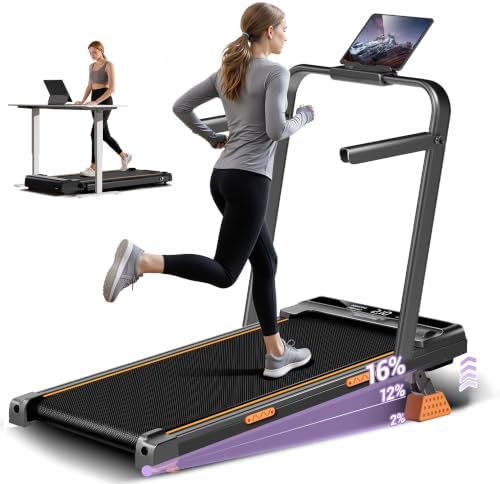 Walking Pad with 16% Incline, 4-in-1 Foldable Treadmill with Handles by CURSORFITNESS