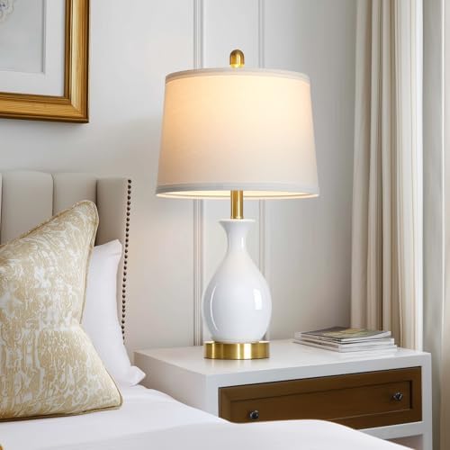 24" Bedside Table Lamp for Bedroom, Modern Classic Ceramic Lamp for Living Room, Small White Table Lamps for Nightstand & End Table (1 Pack) - Image 3