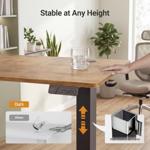 Claiks Electric Small Standing Desk, 35x20 Inch, Rustic Brown - Image 5