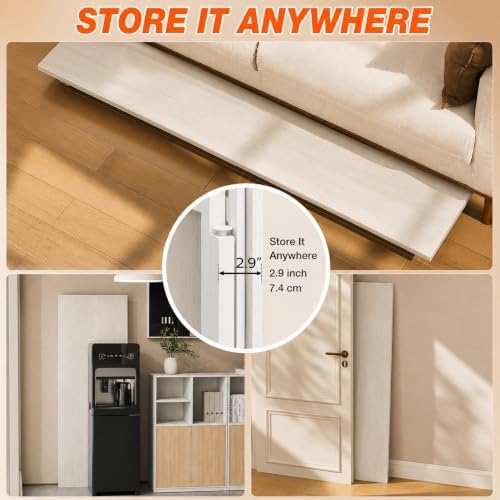 Folding Table Computer Desk - 55.1" No Assembly Folding Desk Design and Foldable Office Desk, Small Desk for Bedroom, Compact Storage Portable Use for Dorm and RV Small Space, White Ash - Image 5