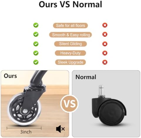 YFO Home Office Desk Chair Office Rubber Casters Ergonomic Computer Chair with Lumbar Support Adjustable Height Rolling Swivel Executive Task Armrests Chair， Black PU - Image 4