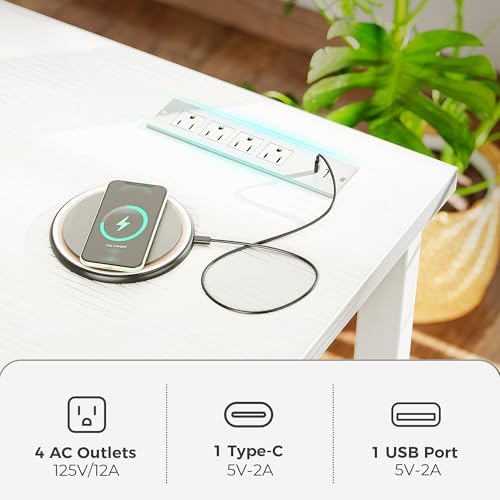 Huuger 48 x 24 inch Desk with Power Outlets & 0.95 Inch Thicker Desktop - Image 4