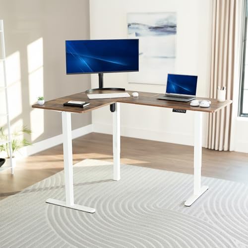 VIVO Rustic Vintage Brown 63 x 47 in Corner Standing Desk, DESK-E3CTWN-47 - Image 2