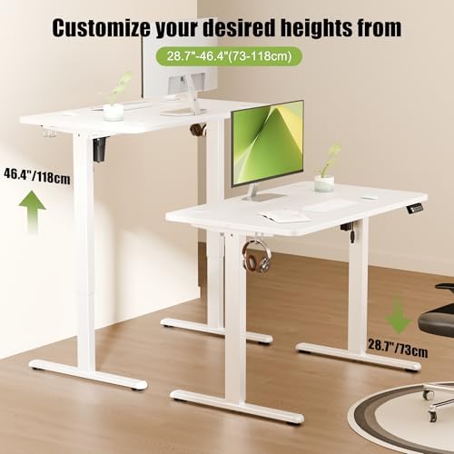 ERGOMAKER 40"x24" Standing Desk, Height Adjustable Sit-Stand Office, White - Image 4