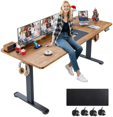 farexon 71x28 Inch Electric Standing Desk with Mouse Pad, Brown by farexon