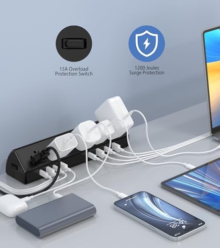 Jgstkcity Desk Clamp Power Strip USB C 45W,8 USB,10FT Cable,Black - Image 4