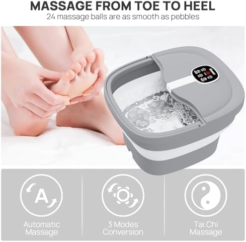 HOSPAN Collapsible Foot Spa Electric Rotary Massage, Foot Bath with Heat, Bubble, Remote, and 24 Motorized Shiatsu Massage Balls. Pedicure Foot Spa for Feet Stress Relief - Image 3