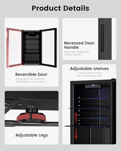 Feelfunn 3.2 Cu.Ft Glass Door Beverage Refrigerator, 126 Can Mini Fridge - Image 6