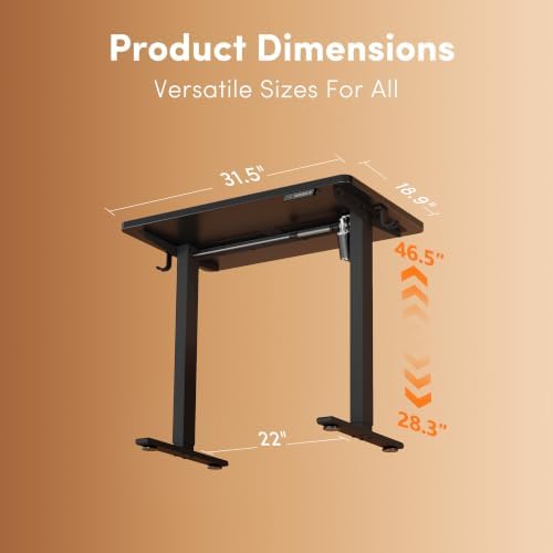 FEZIBO 32" Small Electric Standing Desk Height Adjustable Desk, Black - Image 3